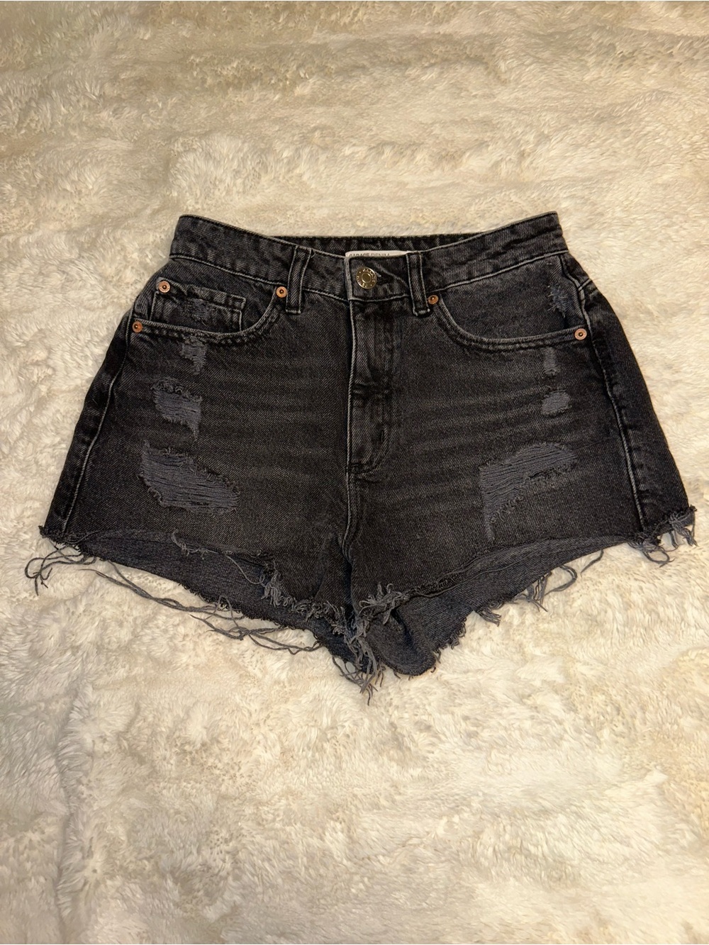 Garage High-Waisted Distressed Black Denim Shorts - Women